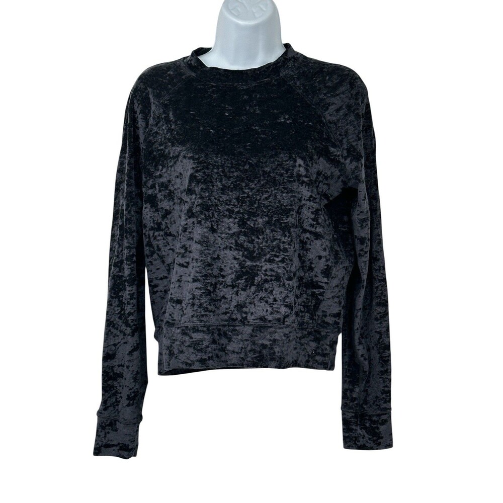 LULULEMON- Warm Down Crew Crushed Velvet Black Pullover Winter Casual‎ Leisure 6